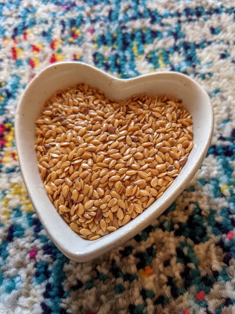 Flaxseeds in heart dish